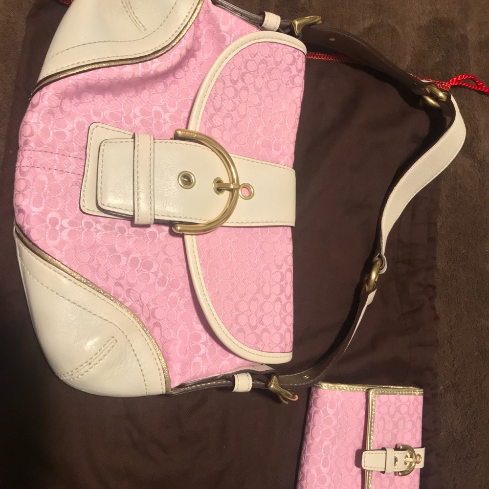Pink Coach purse and matching wallet